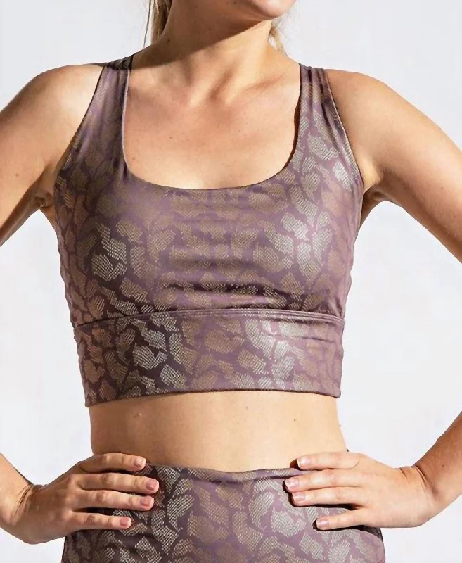 Criss Cross Sports Bra In Mauve Camo