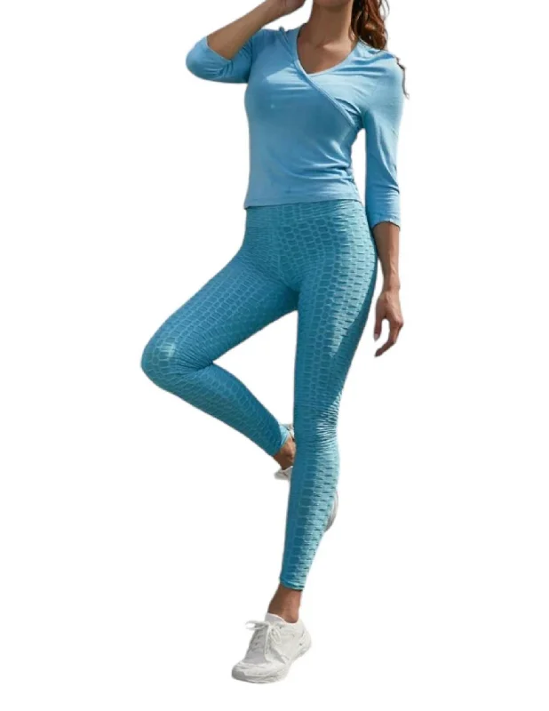 Honeycomb Leggings In Light Blue