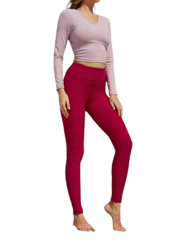 Honeycomb Leggings In Red