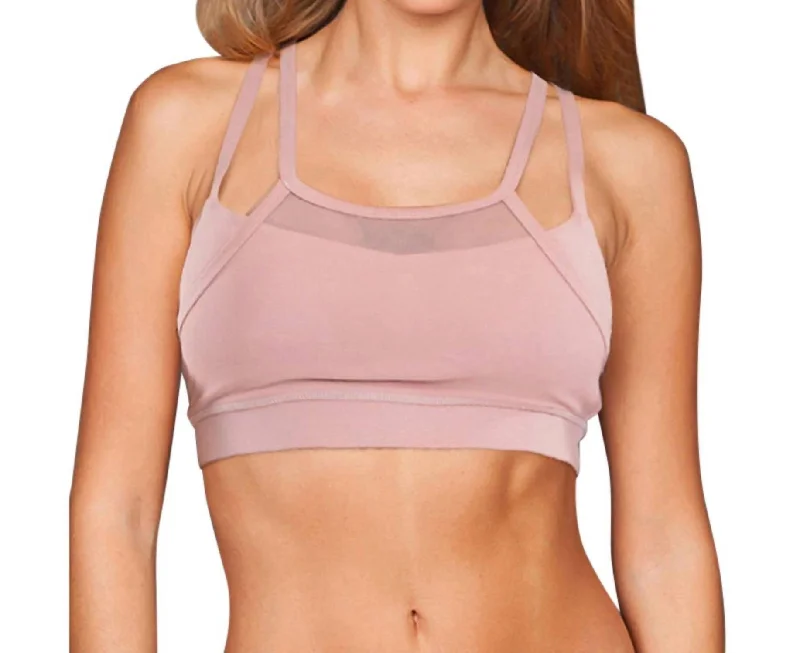 Mesh Overlay Vice Low Impact Sports Bra In Blush