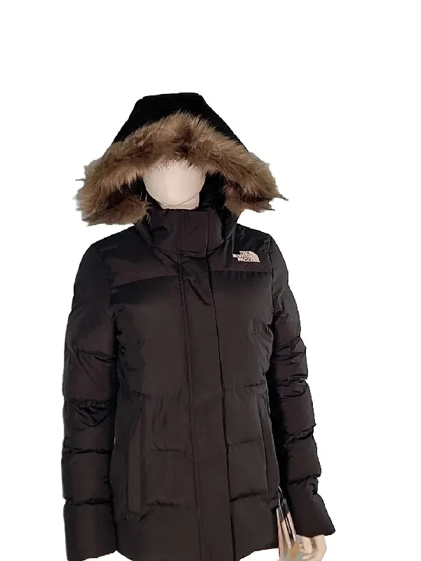 The North Face Gotham NF0A874MJK3 Women's Black Hooded Parka Jacket M NCL454