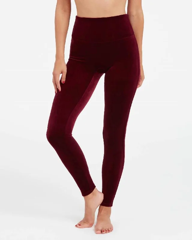 Velvet Legging In Burgundy